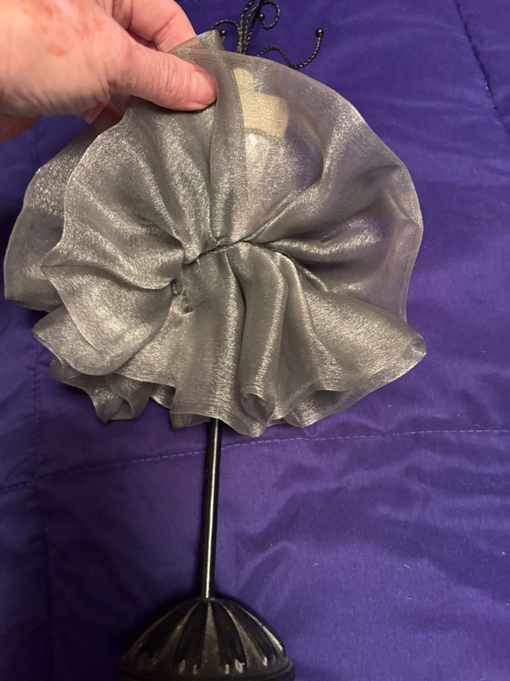 Silver Ruffled Dress Jewelry Bust Display - Picture 5 of 8